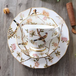 Bone china British afternoon tea European ceramic tea set coffee cup plate dessert plate three piece set