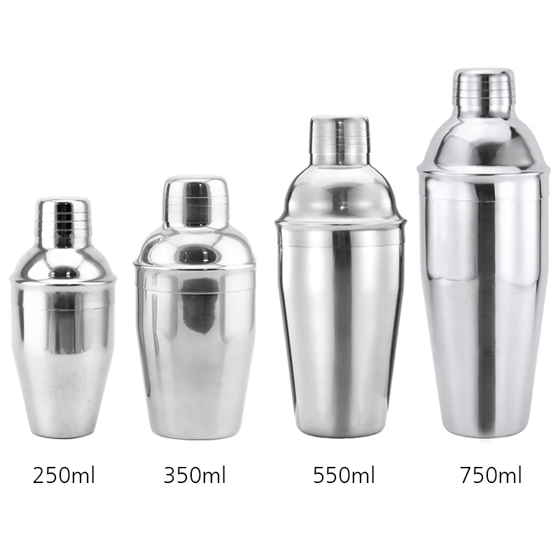 Novelty Bacardi Rose Gold Silver Glitter 350ml Cocktail Shaker Stainless Steel, Custom logo Martini Mini Shaker Cocktail