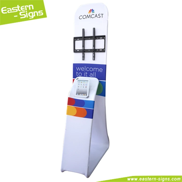 New style anodized aluminum pole trade show display cosmetic luxury tv stand with led lighting