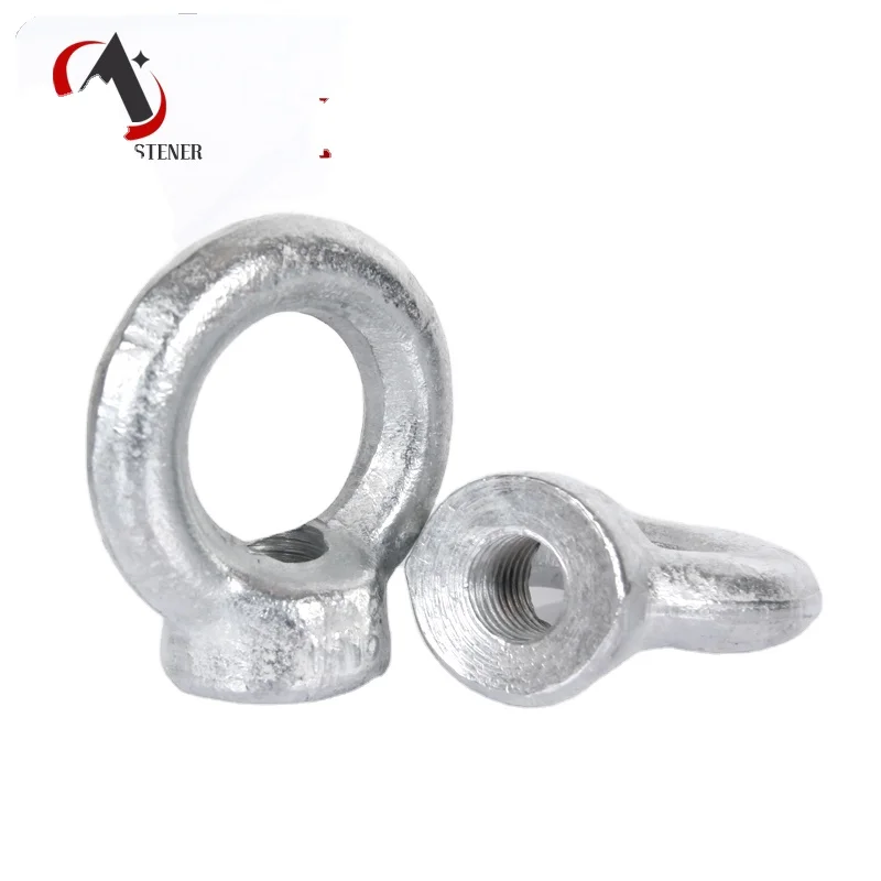 304 Stainless Steel Ring Nut Hanger Galvanized Lifting Eye Iron Bolt with Zinc Plated Polished Finish Marine Mining Applications