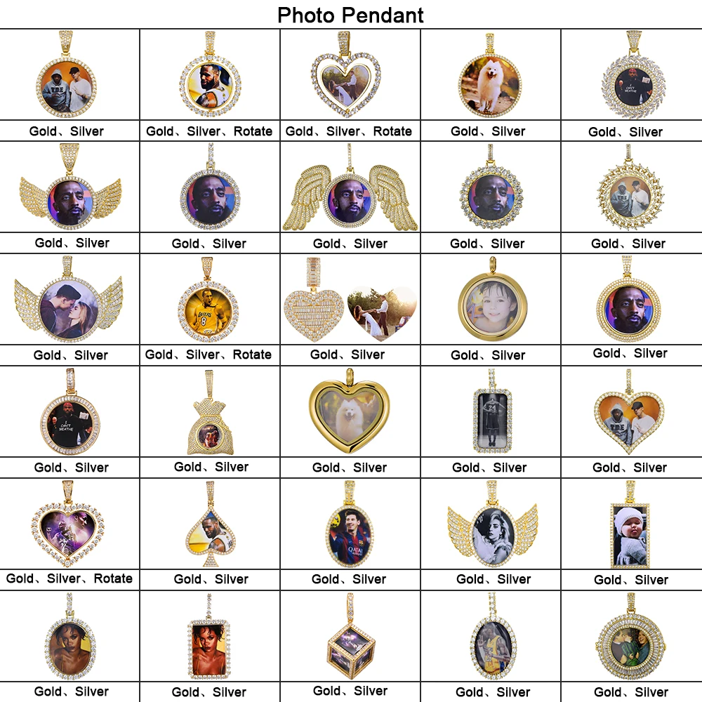  2020 New Arrival Custom Hip Hop Jewelry large Circle Iced Out Memory Photo Pendant Necklaces For Men