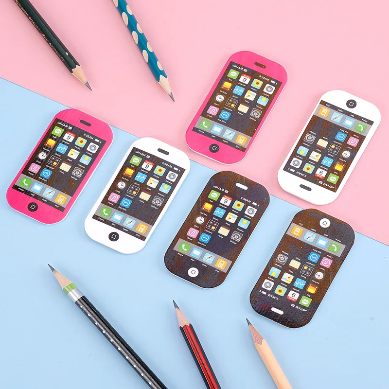 Custom Kawaii Stationery Rubber School Supplies Smart Phone Shaped Large Size Eraser For Children