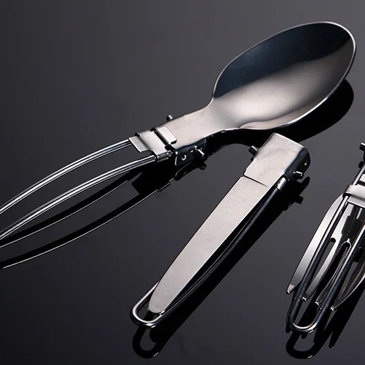 Folding Spoon Fork Knife Set - Portable 3 in 1 Folding Dinner Flatware Utensils , Stainless Steel Cutlery for Camping Picnic