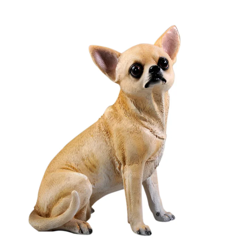 Dog lover gifts simulation decorative ornament realistic resin dog model figurines artificial lifelike Chihuahua dog statues
