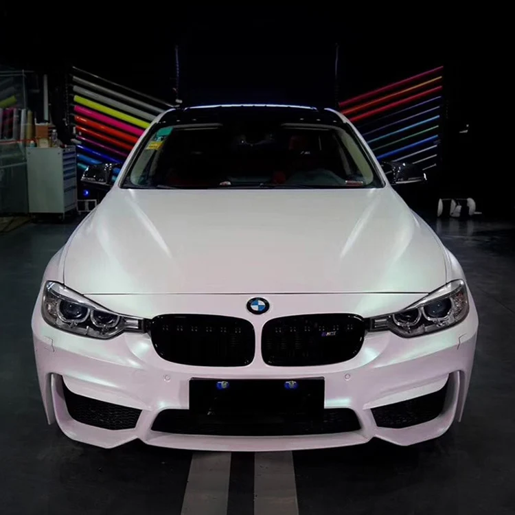 SCHANLEY Matte Gloss Mystic White to Gold Stretchable Car Vinyl Wrap Stickers Anti Scratches Gradient Color Vinyl Design