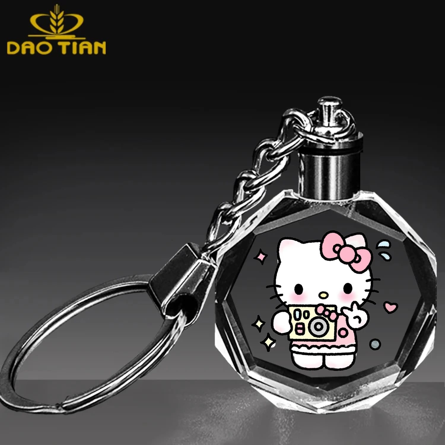 Оптовая продажа светящийся хрустальный брелок Hello Kitty