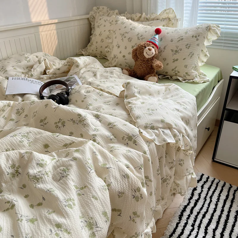summer quilt set Summer bubble yarn small fresh air conditioning quilt washable single double summer cool quilt