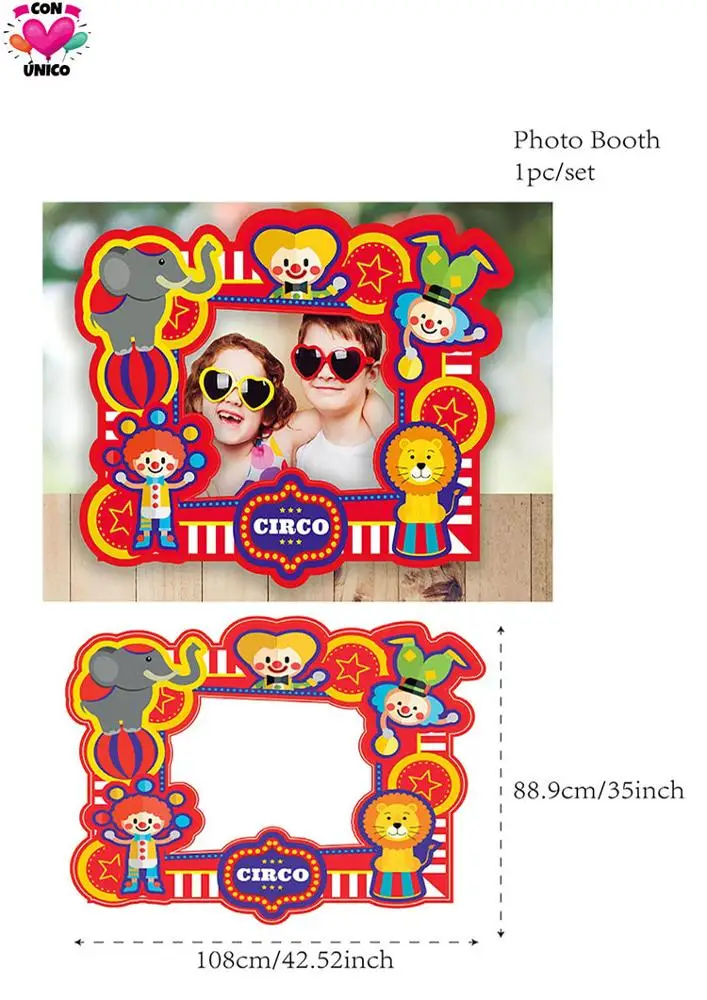 New Circus Theme Party Selfie Photobooth Photo Frame Props for Kids Birthday Party Eco-friendly Party Supplies Tableware