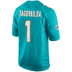 Custom Miami City Team Club Uniform Stitched American Football Jersey Dolphin Aqua Game 1 Tagovailoa 13 Marino 17 Waddl e
