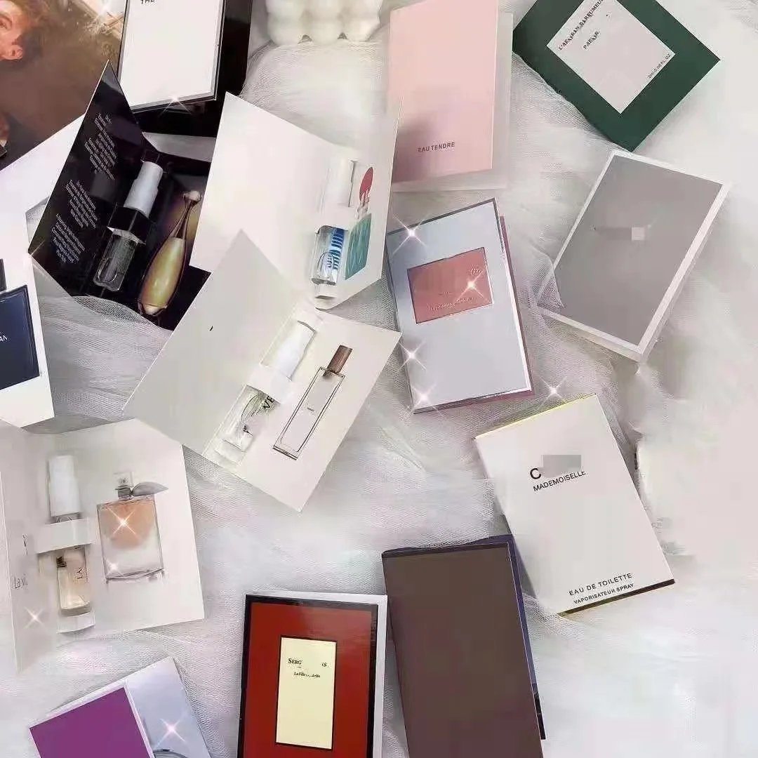 printed cosmetic sample sachet fragrance perfume sample packaging card holder 2ml 3ml 5ml perfume samples paper card