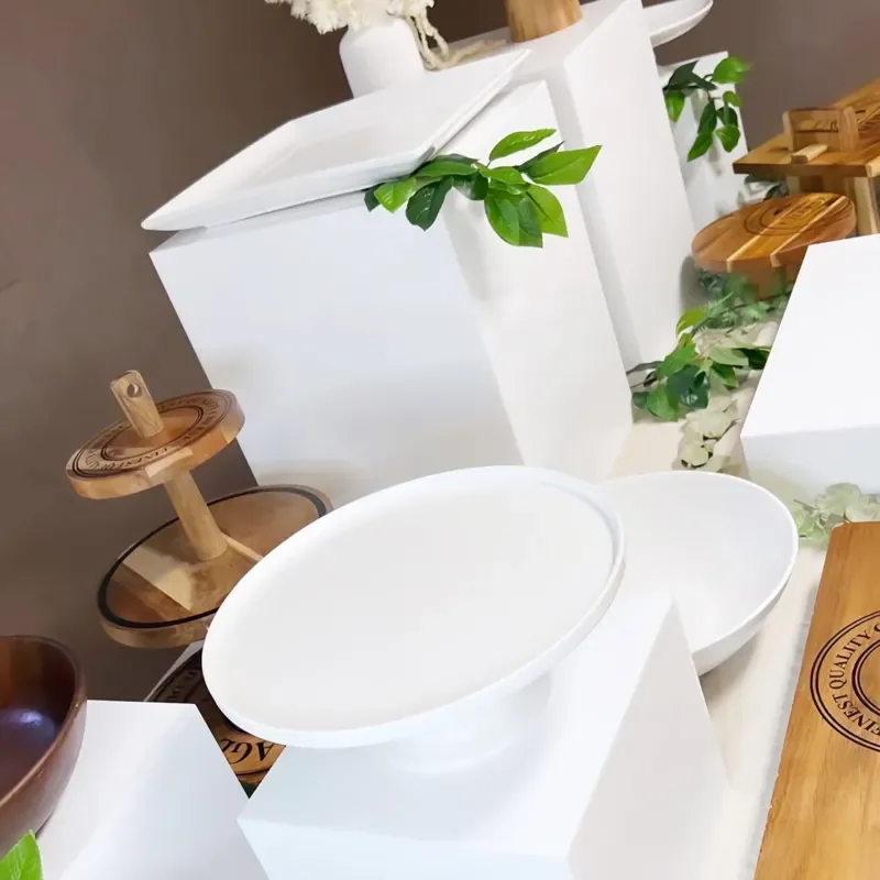 White Buffet Acrylic Riser Cube Display Nesting Risers Lucite Square Food Pedestal Box Display Stand