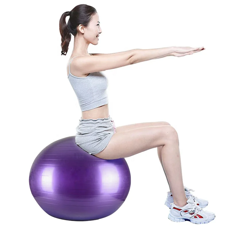 Custom Logo 45cm 65cm 75cm Eco-Friendly PVC Yoga Ball Pump Anti-Burst Gym Pilates Exercise Fitness OEM Anti-Burst Gym Pilates