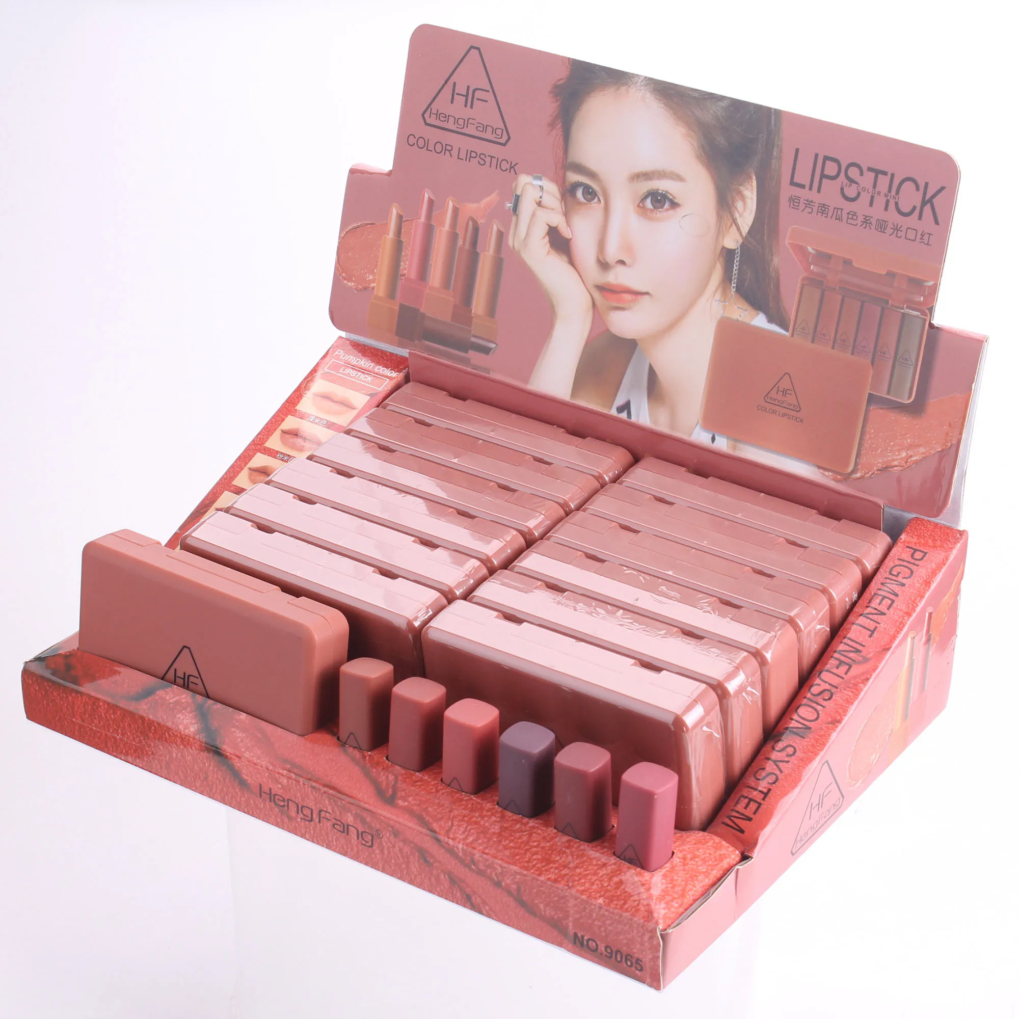 Ready To Ship 6 pieces hengfang Mini Matte nude red Vegan lipstick Pumpkin organic woman Lipstick Set for girls