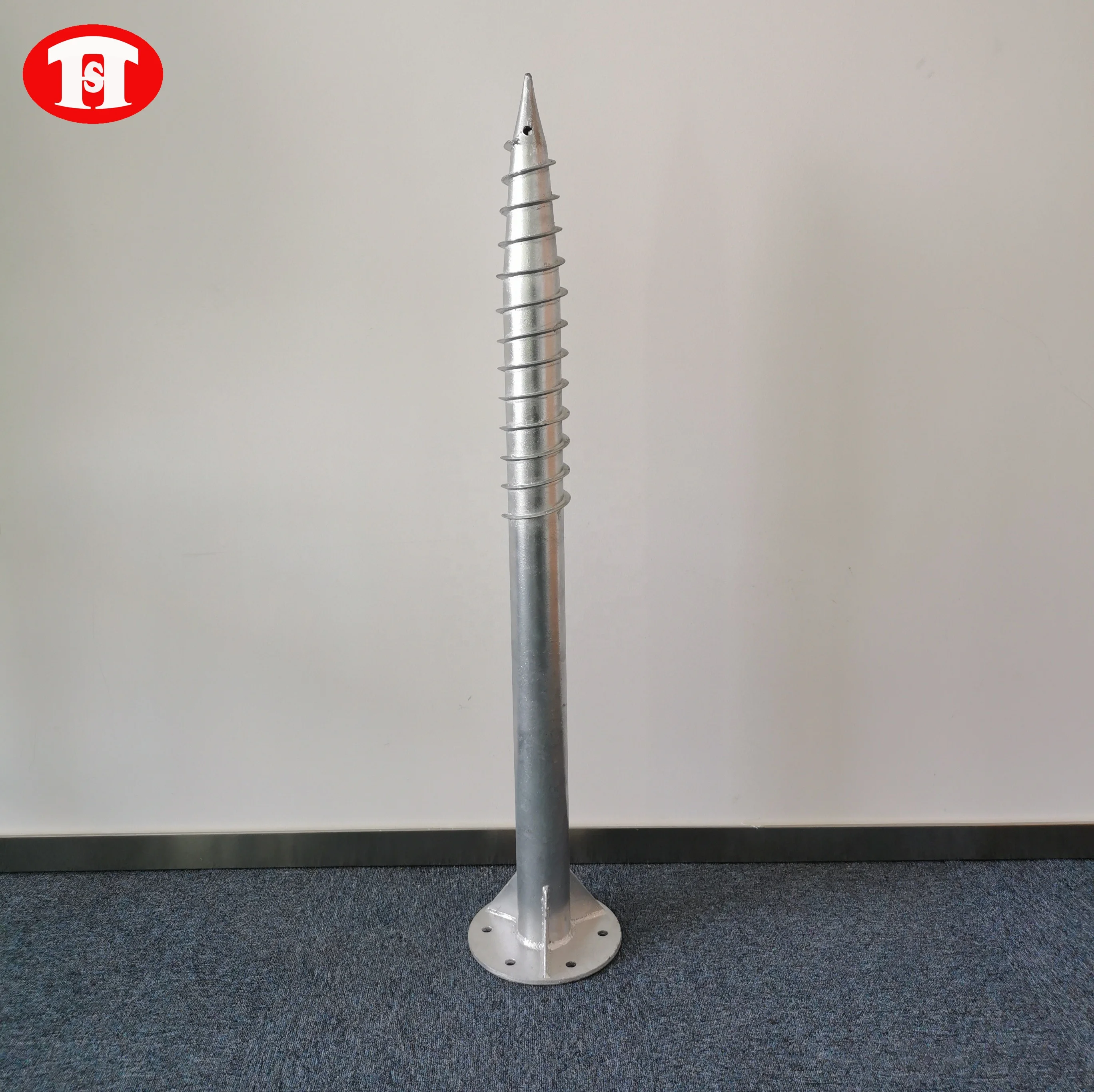 With round flange earth anchor ground screw post spike for ground system