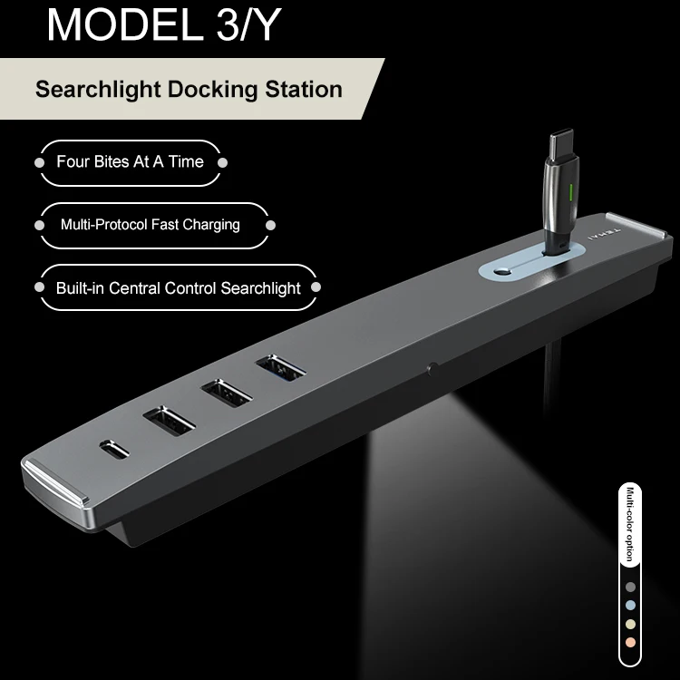 4 в 1 USB 3 0 C концентратор 24 Вт Быстрая зарядка Выдвижная док-станция для Tesla Model Y центральная консоль usb-c
