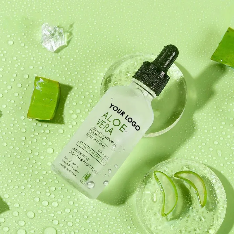 custom logo natural extract aloe vera hydrating whitening aloe vera face serum for skin care