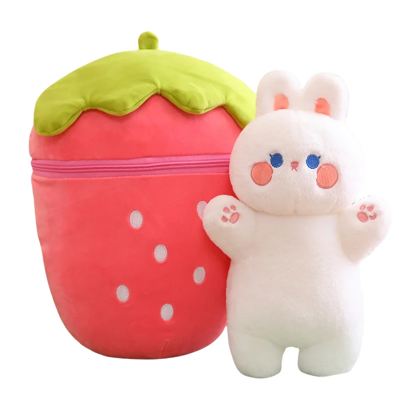 Cartoon Fruit Shape Pillow Strawberry Rabbit Morphed Stuffed Toys Bunny Pillow Girl Birthday Gift