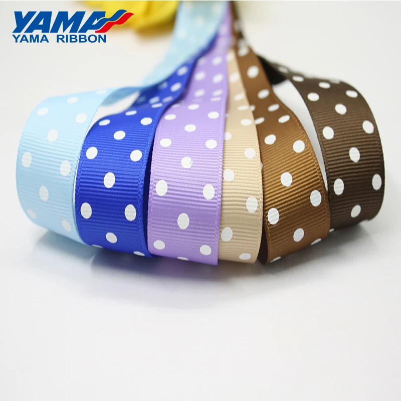 YAMA Factory Polyester 3 Dots Printed 22mm Wide Grosgrain Ribbon With Dots