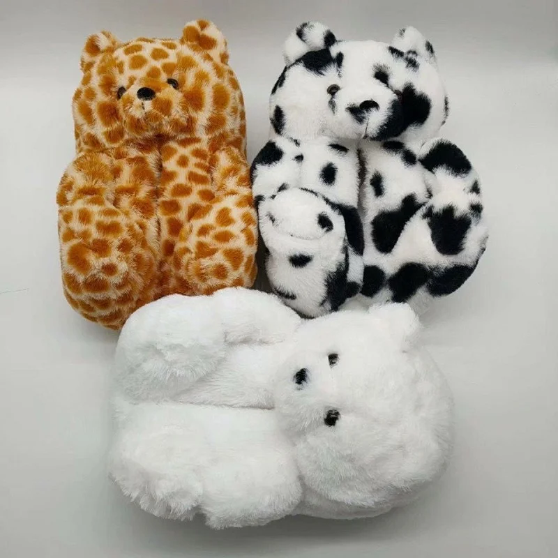 Teddy bear slippers fuzzy teddy Wholesale Plush adult Slipper House for Women Girls home slippers