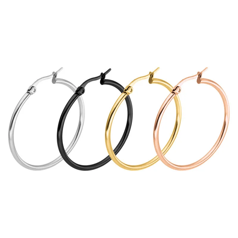 DIY high quality 2 mm stainless steel with18k gold plating earring hoop for jewelry ,wholesale jewelry accessories.12-70 mm