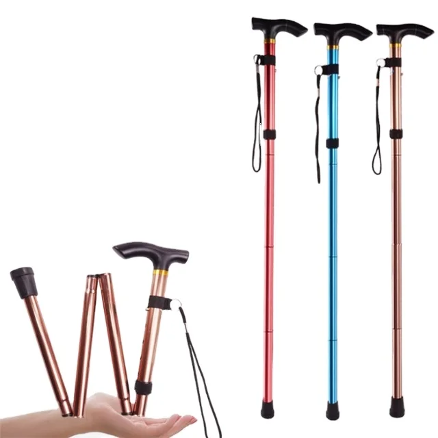 4-section Retractable adjustable Folding Portable Aluminum cane crutch walking stick
