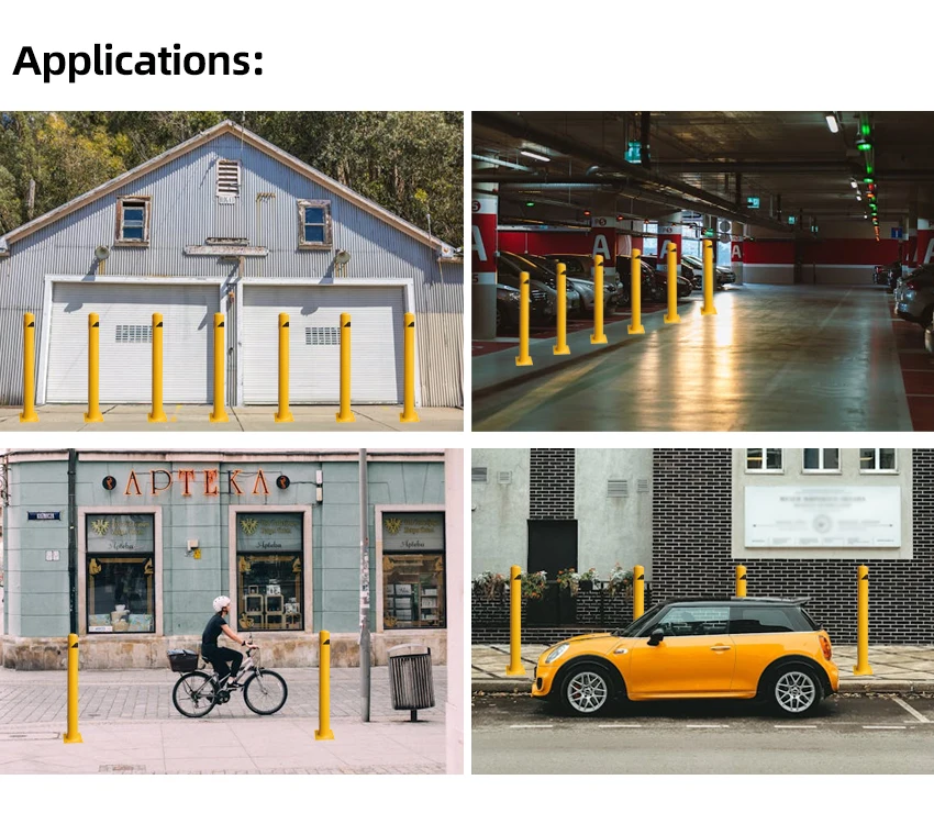 1044mm Steel Bollard Protection Parking Prevention Surface Mounted Yellow Immovable Breakaway Post Crash Protection Bollard