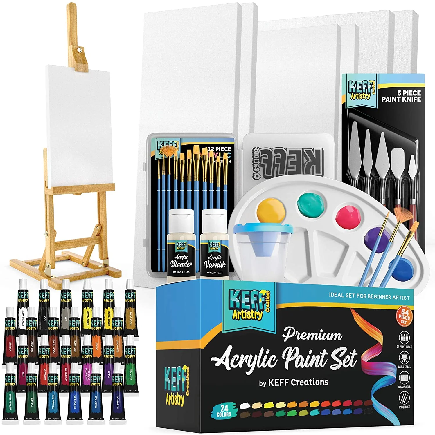 Acrylic Pouring Paint, Art Set of 36 Bottles (2 oz/60ml) Pre-Mixed High-Flow Acrylic Paint Pouring Supplies with Canvas