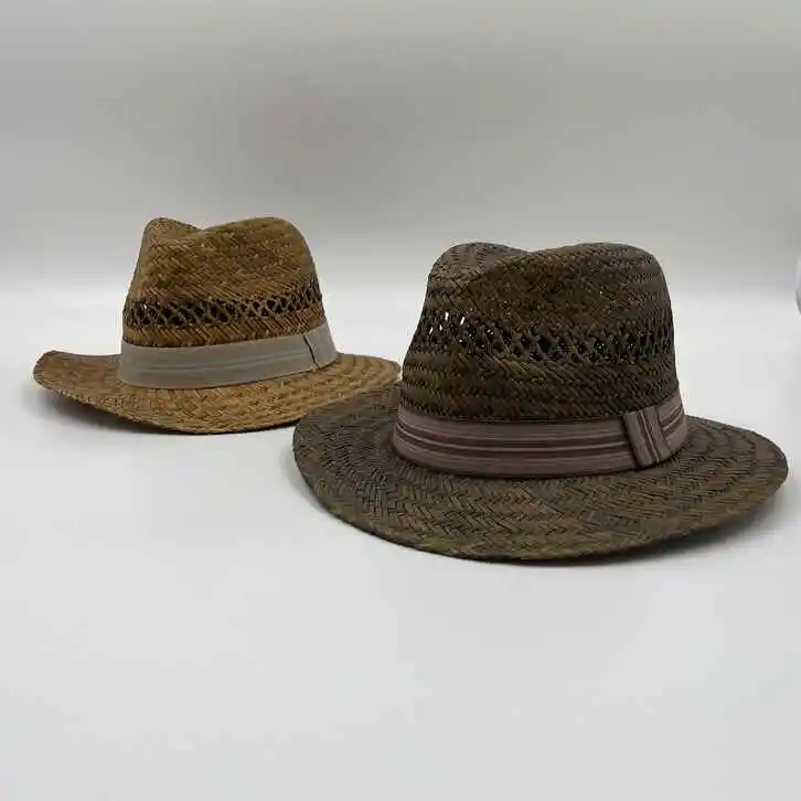 Соломенная шляпа мужская для улицы, дышащая Панама, разные цвета, Пляжная Федора, весна-лето