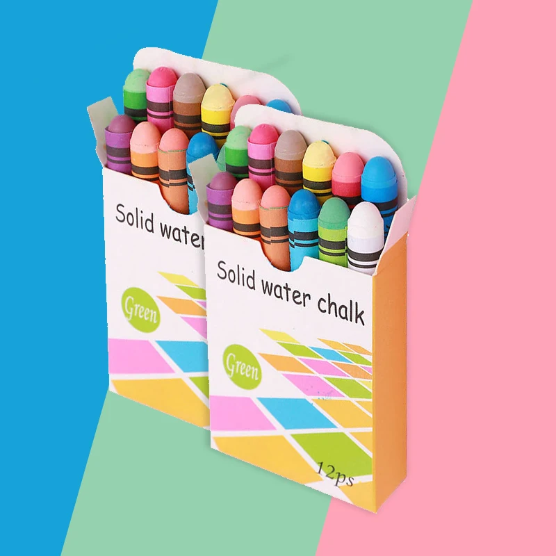 Top Sales School Dustless Nontoxic Chalk Wax 12 Pens Drawing Solid Water Chalk