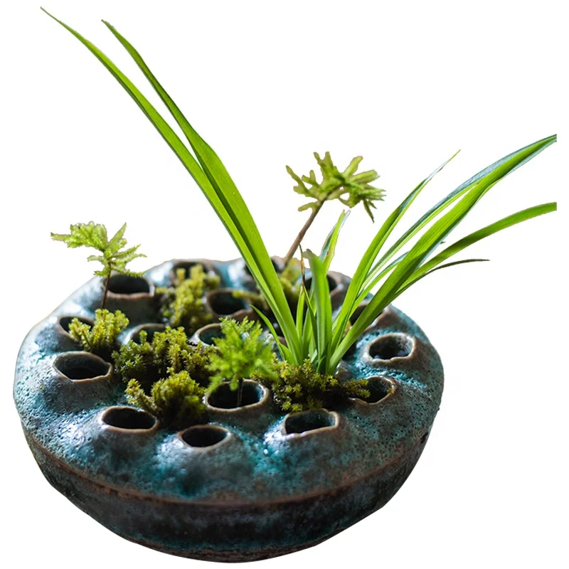 Lotus Ceramics Aromatherapy Burner Incense Insertion Vase Ware Vintage Distress New Chinese Zen Decorative Ornaments