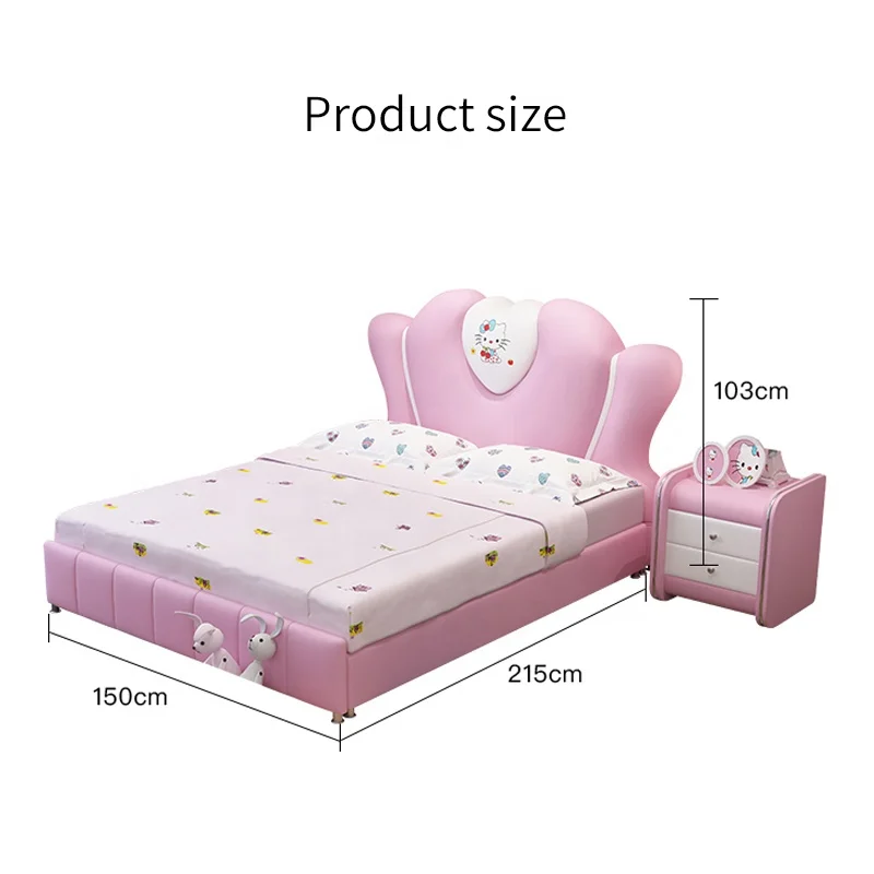 
Latest double bed designs pink color children bed girls folding kids bed with storage CB07 