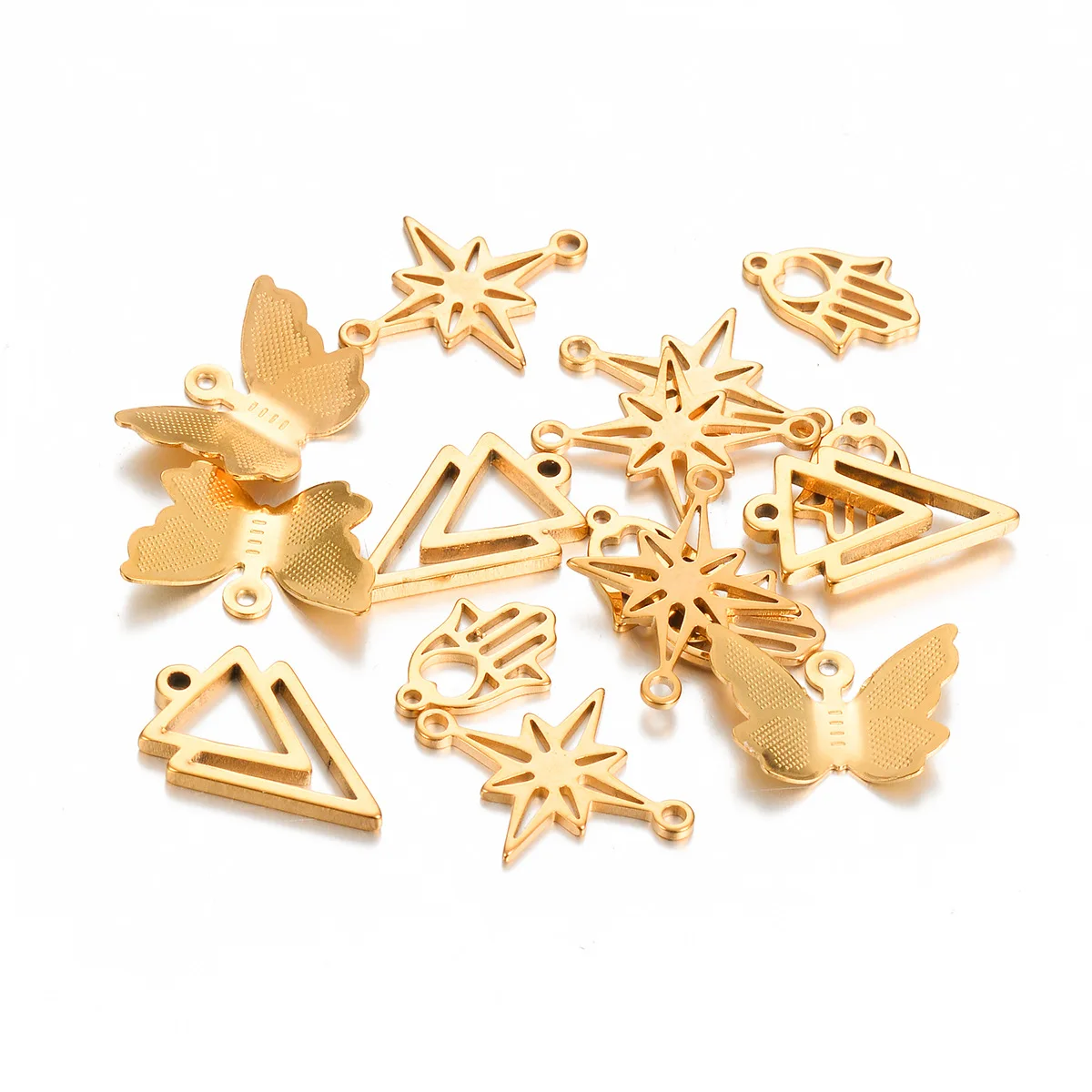 Chic 18K Gold Plated Stainless Steel Butterflies Geometry Star Pendant Connector for DIY Necklace Earrings Bracelet Jewelry