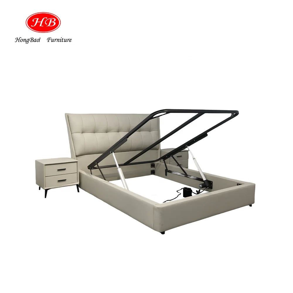 Fast Delivery Hotel Apartment Modern Intelligence Sturdy Metal Elevated Storage Bed Frame Soft Bed For Home Use