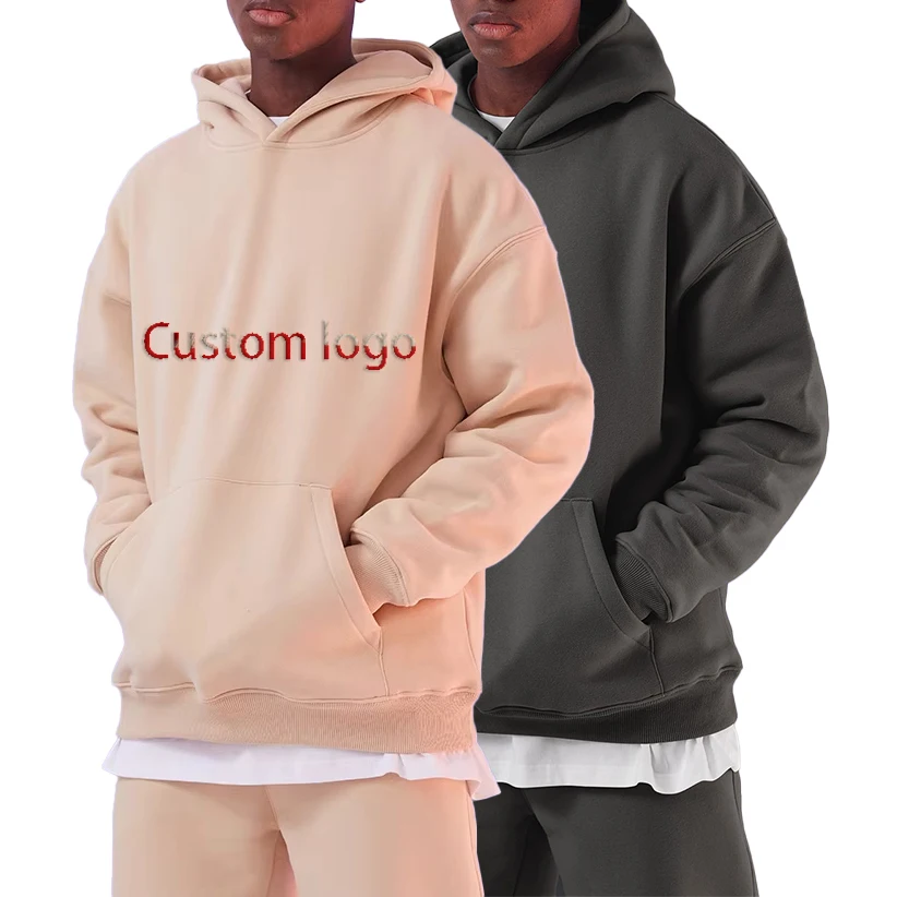 High quality heavyweight cotton streetwear clothes fleece sweatshirt custom 400 500 gsm puff print logo oversized hoodies men