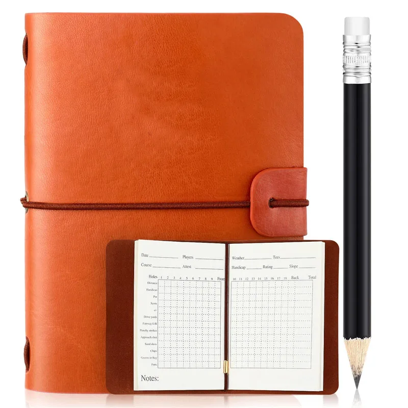 Golf Scorecard Book With Pencil Leather Golf Journal Notebook Golf Log Book Pocket Score Book for Men