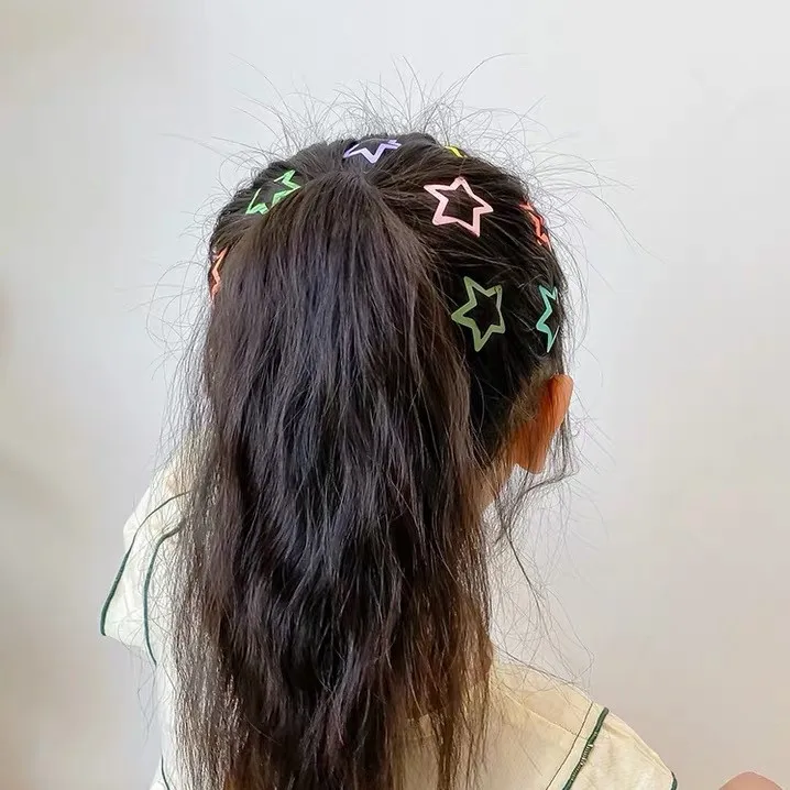 Colorful solid Stars Shaped Small Exquisite Metal Hair Clips for Baby