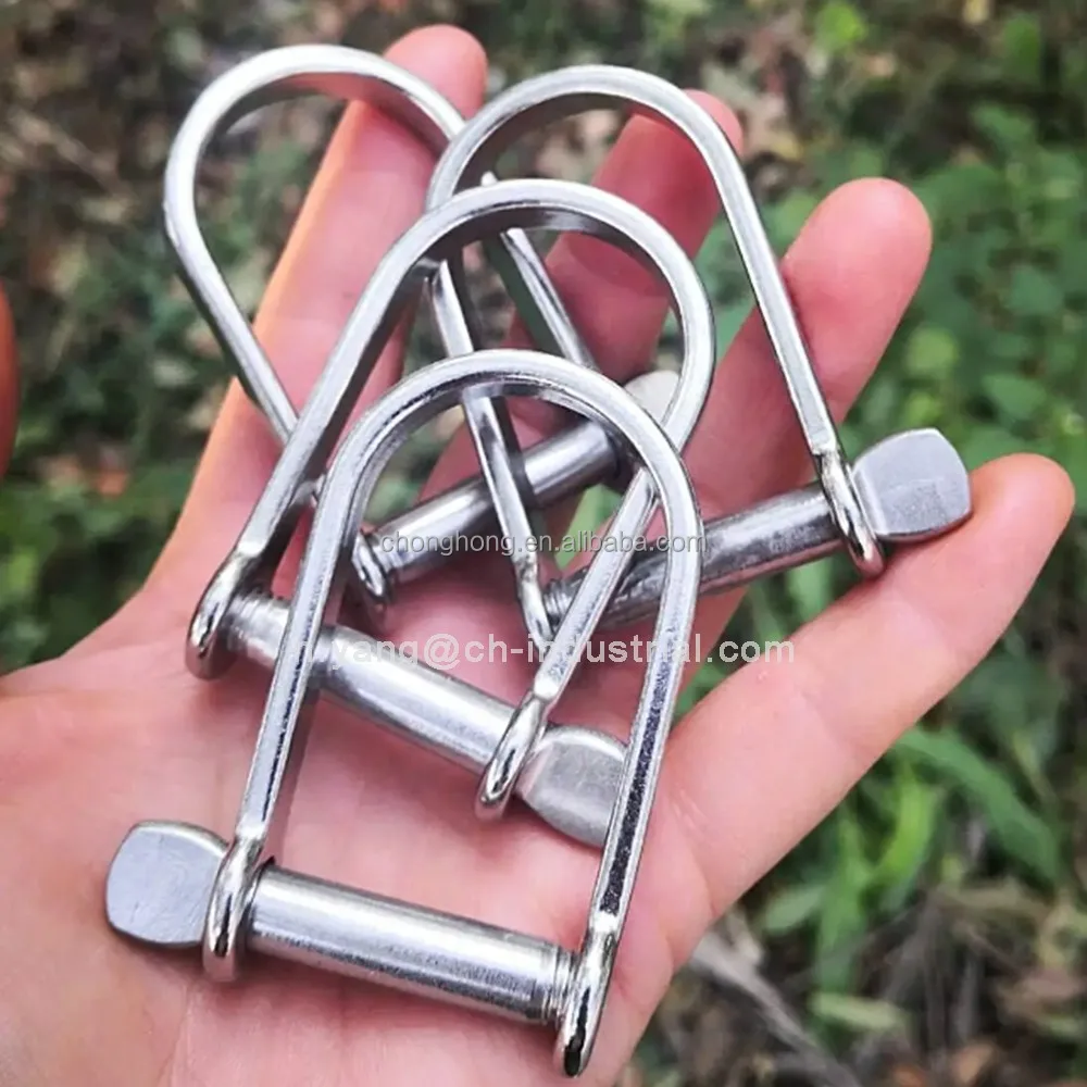 High Quality Stainless Anchor Shackle Clevis Pin Stamped Wide Dee Shackle Marine Grade Stainless Steel Flat D Shackle