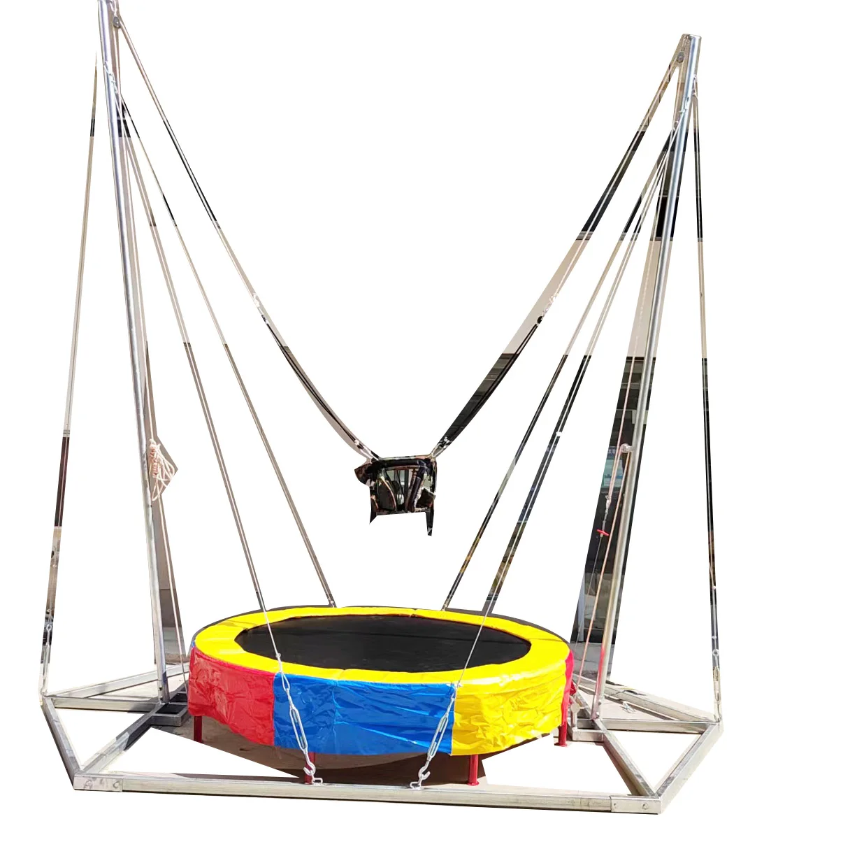 adults and kids Single Round trampoline bungee outdoor sports game higher with rope and harness