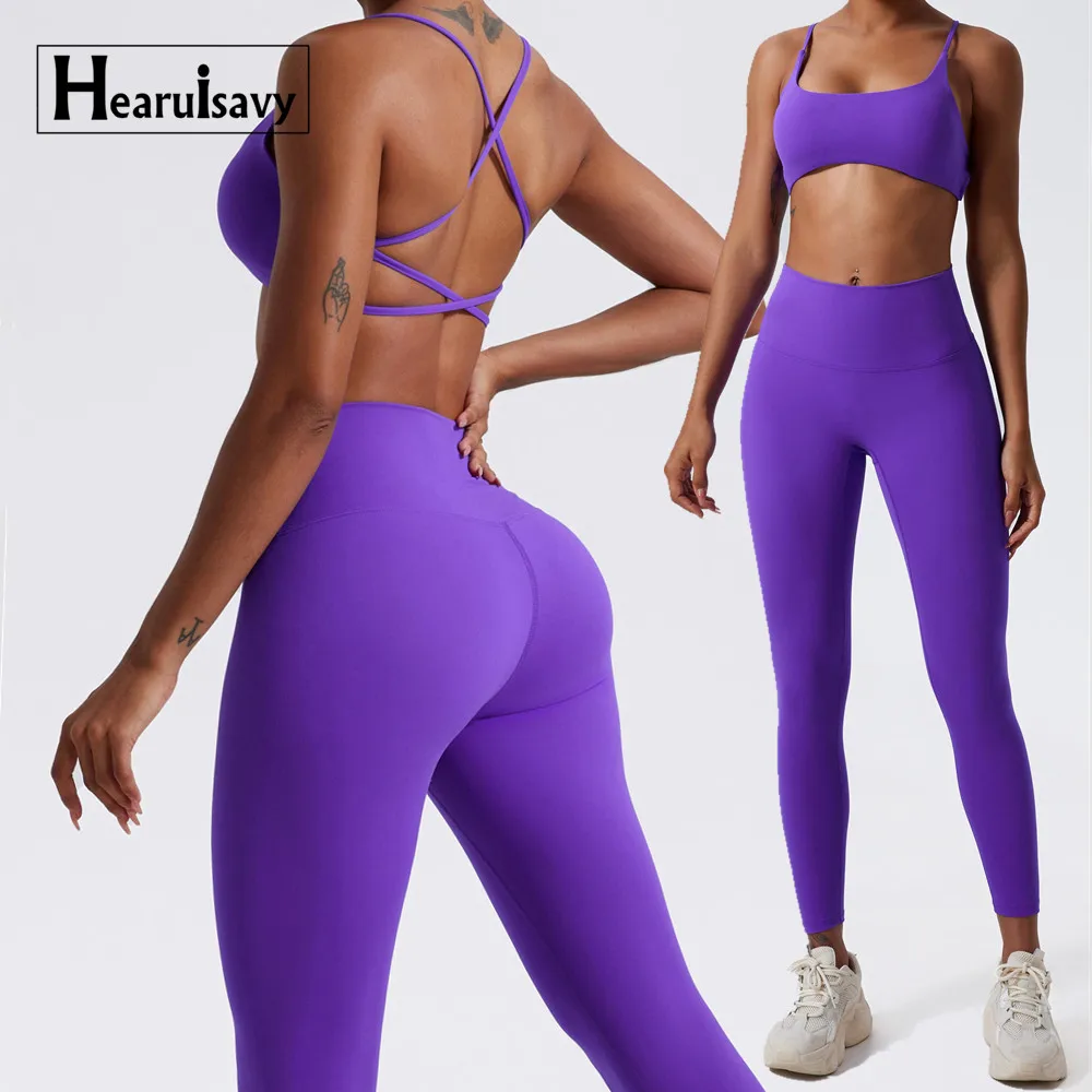New Super Soft Women Gym Clothing 2Piece Sports Bra And Legging Workout Set High Quality Ladies Yoga Fitness Wear Outfits