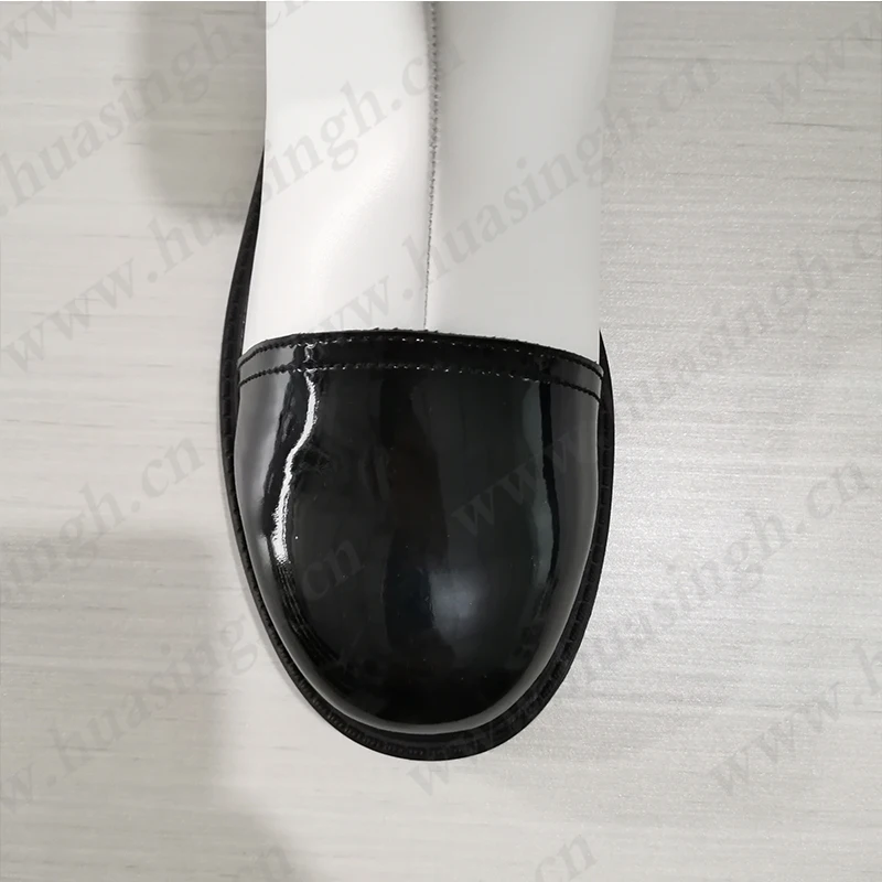 YWQ,8 inch durable white+black uniform boots with side zipper anti-abrasion resistant tactical boots popular in Qatar HSM291