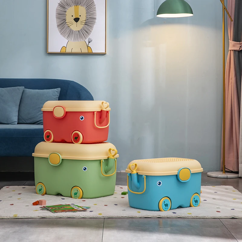 YIKEYOU High-capacity Toy Storage Box Plastic Organizer Container Storage Box Kids Storage Box With Wheel