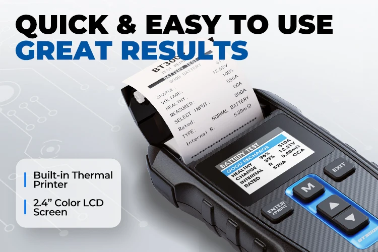 TOPDON BT300P Factory 12V 24 Volt Lead Acid battery  load analyzer CCA Internal Resistance Monitor Car Motorcycle Battery Tester