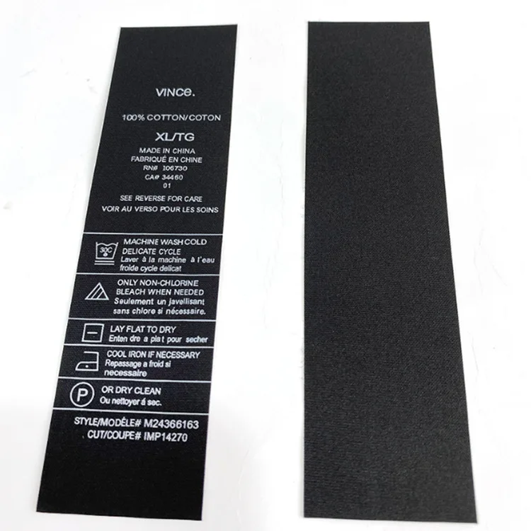 Tagless Care Label Size Label Wash Mark