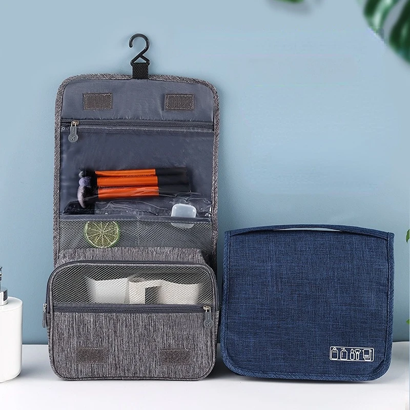 Makeup Bag Logo Custom Organizer Foldable Cosmetic Wash Kit Travel Toiletry Bag Hanging Roll-up