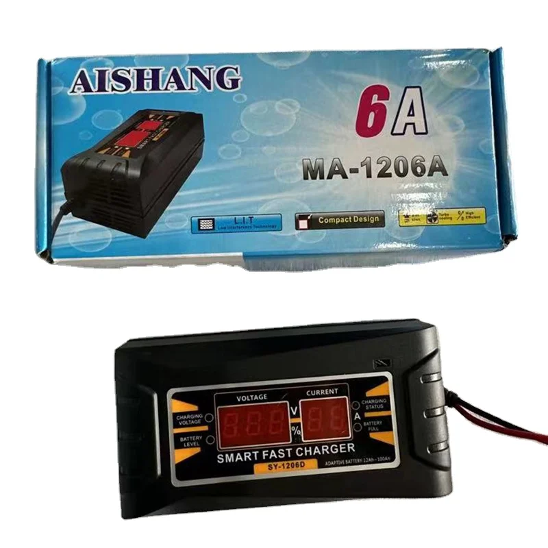 Wholesale price 12V 6A Lead acid Three Phase Smart Car Battery Charger With Digital Display