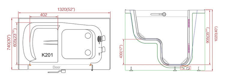 
Zink Portable Massage Indoor Bathtub For Elderly Spa With Jets 