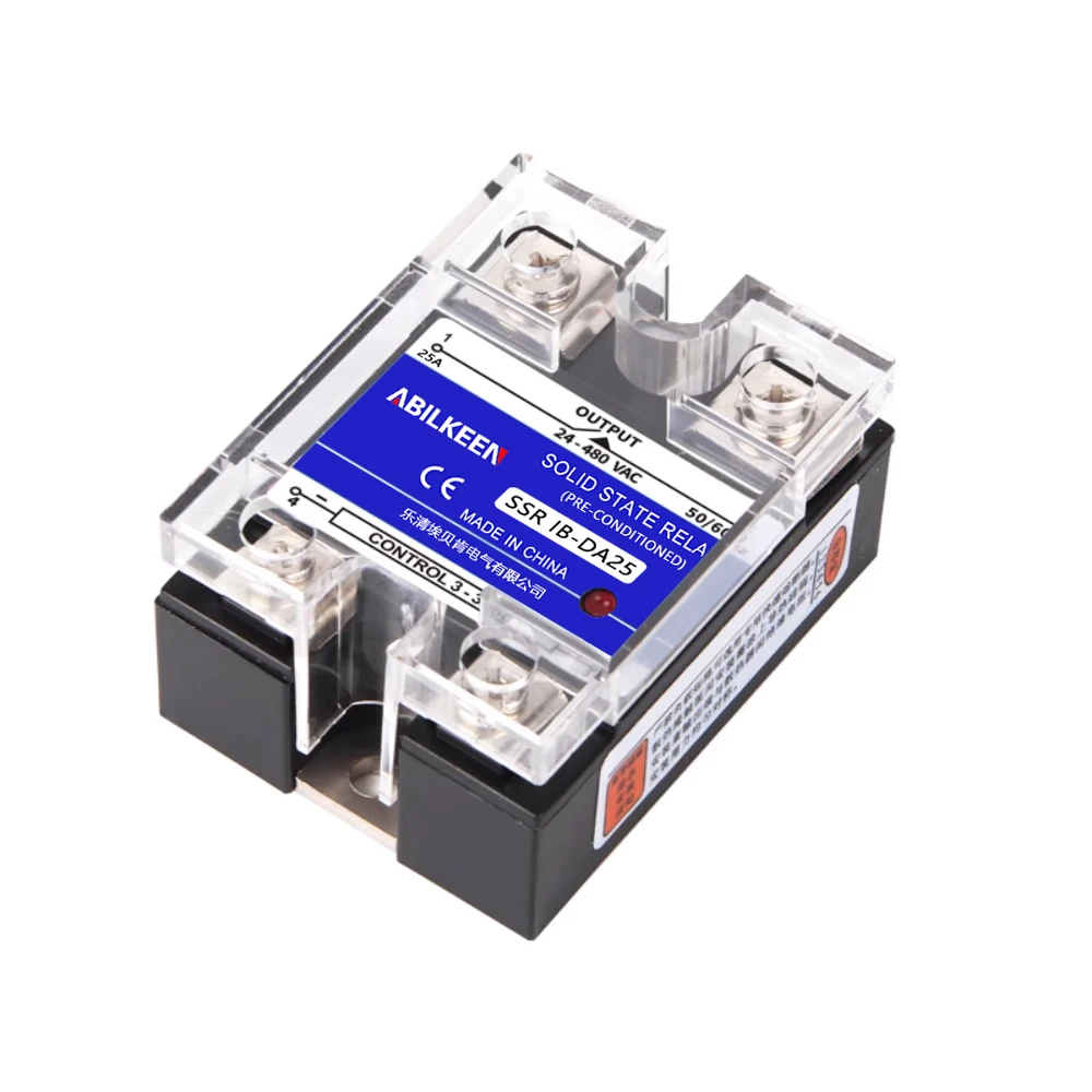 ABILKEEN DC3-32V Control AC 24-480V Solid State Relay Single Phase DC-AC Solid State Relay 25A Load Current SSR