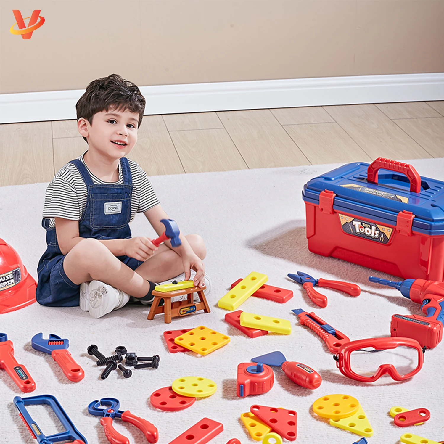 DIY tool kits kids educational toy game plastic repair toys kit carry case pretend play toolbox set toy