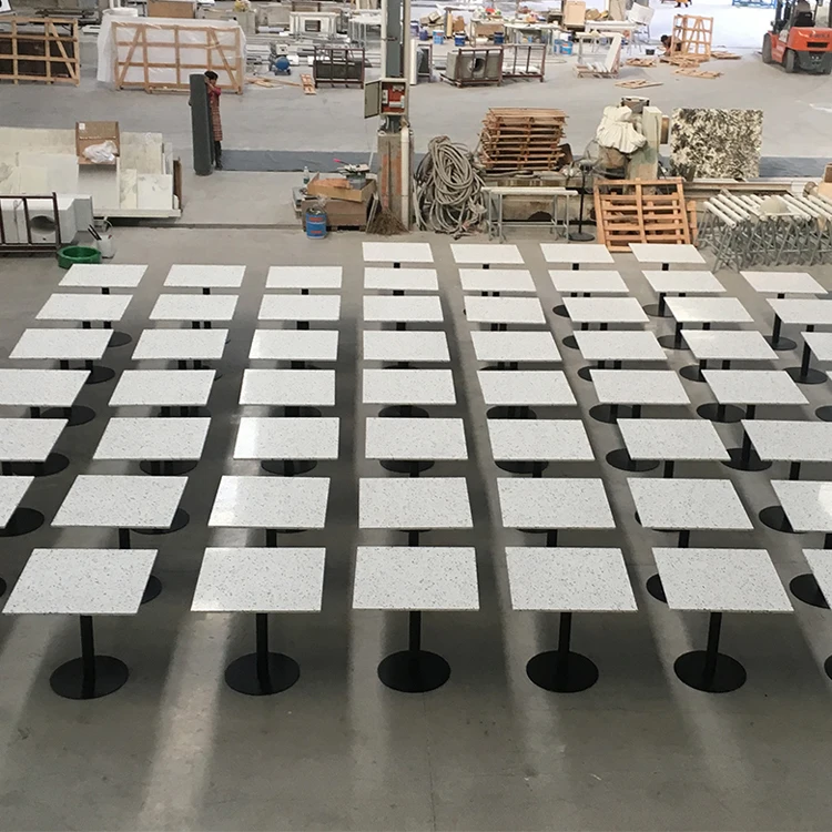 Black Metal Frame Terrazzo Table Top Cafe Restaurant Square Dining Table White Terrazzo Dining Table