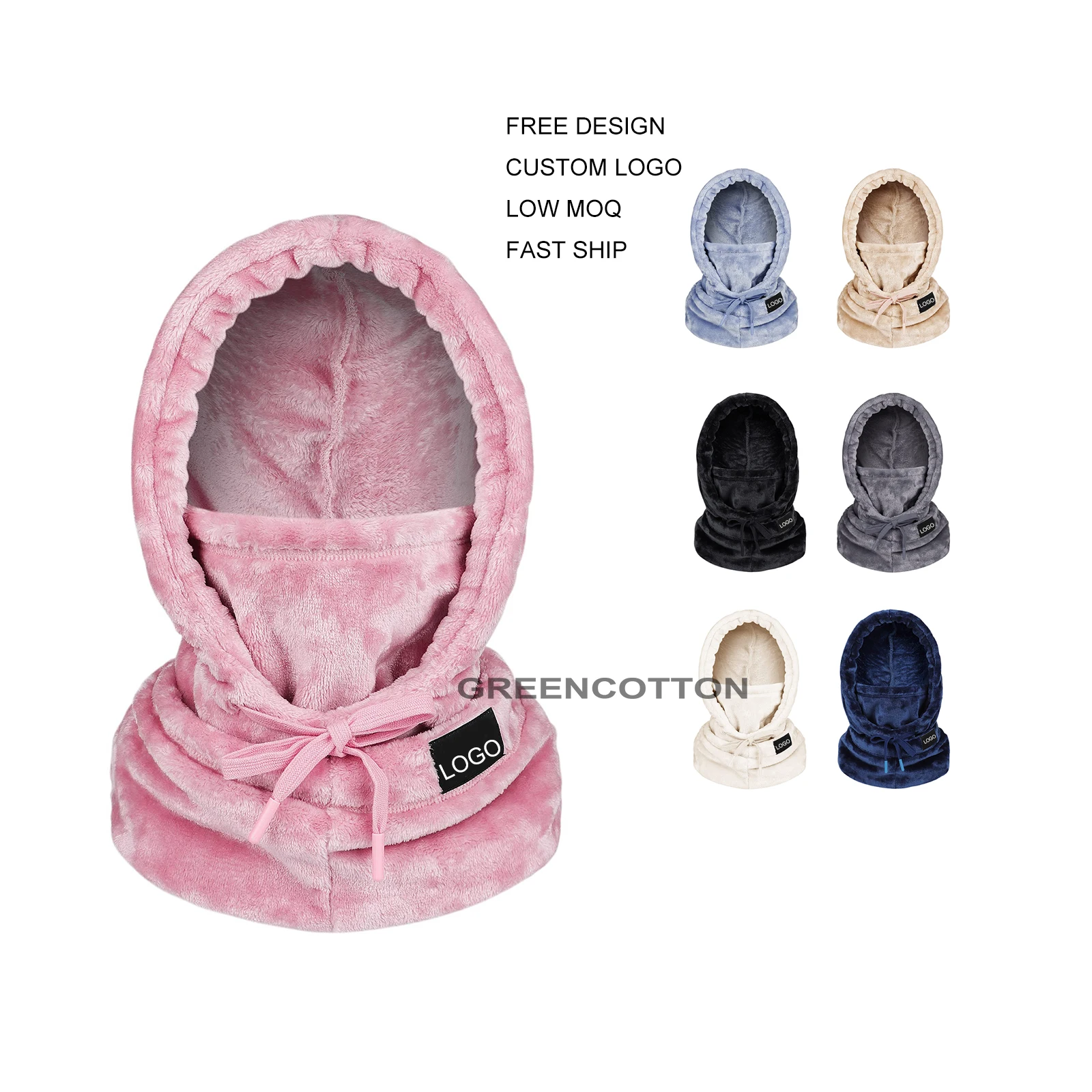 Custom Logo Ski Mask for Women Balaclava Men Snowboarding Windproof Thermal Hood Winter Neck Warmer with Plush